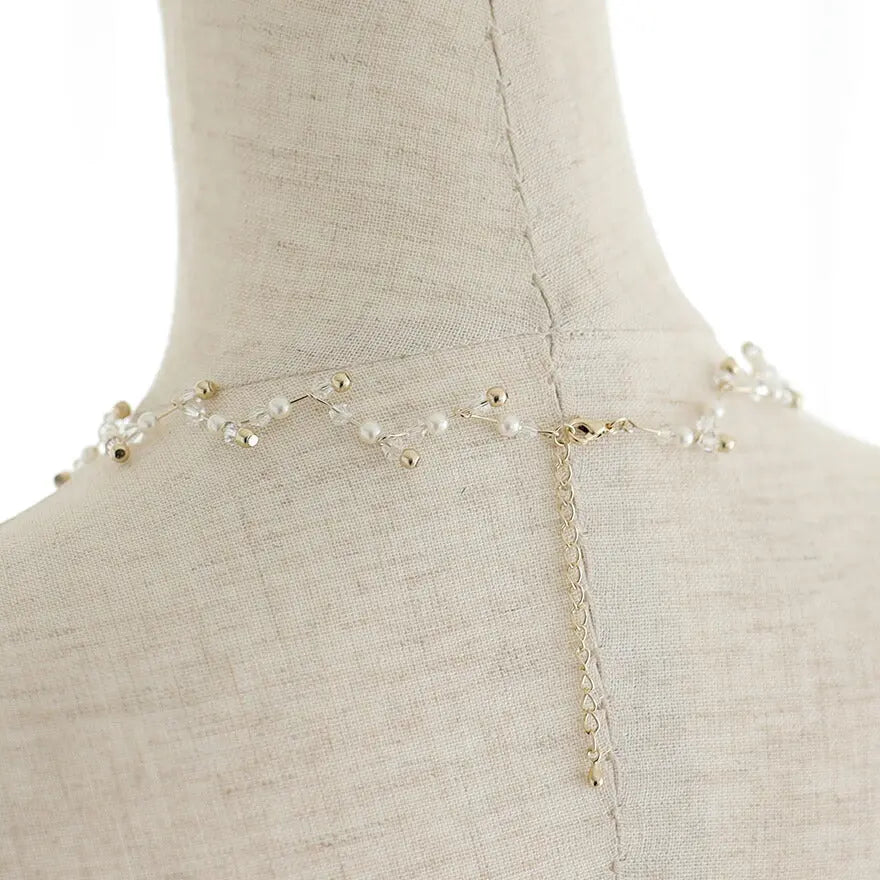 ネックレス結婚式パールアクセサリーパーティーシンプルビジューゴールドレディース50cmウェディングパールネックレス