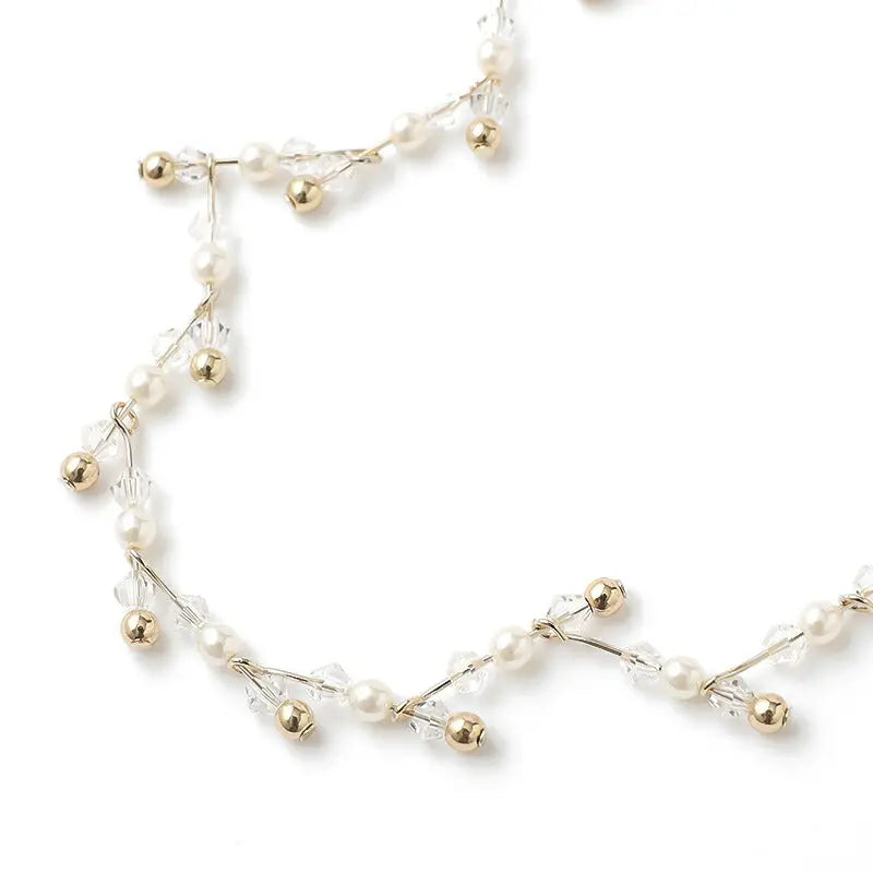 ネックレス結婚式パールアクセサリーパーティーシンプルビジューゴールドレディース50cmウェディングパールネックレス