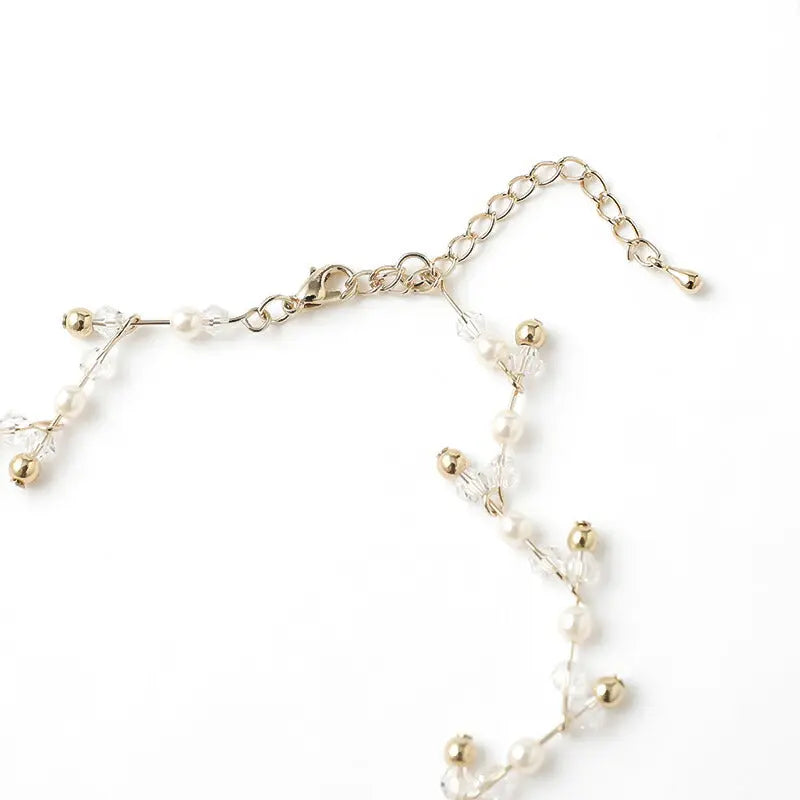 ネックレス結婚式パールアクセサリーパーティーシンプルビジューゴールドレディース50cmウェディングパールネックレス