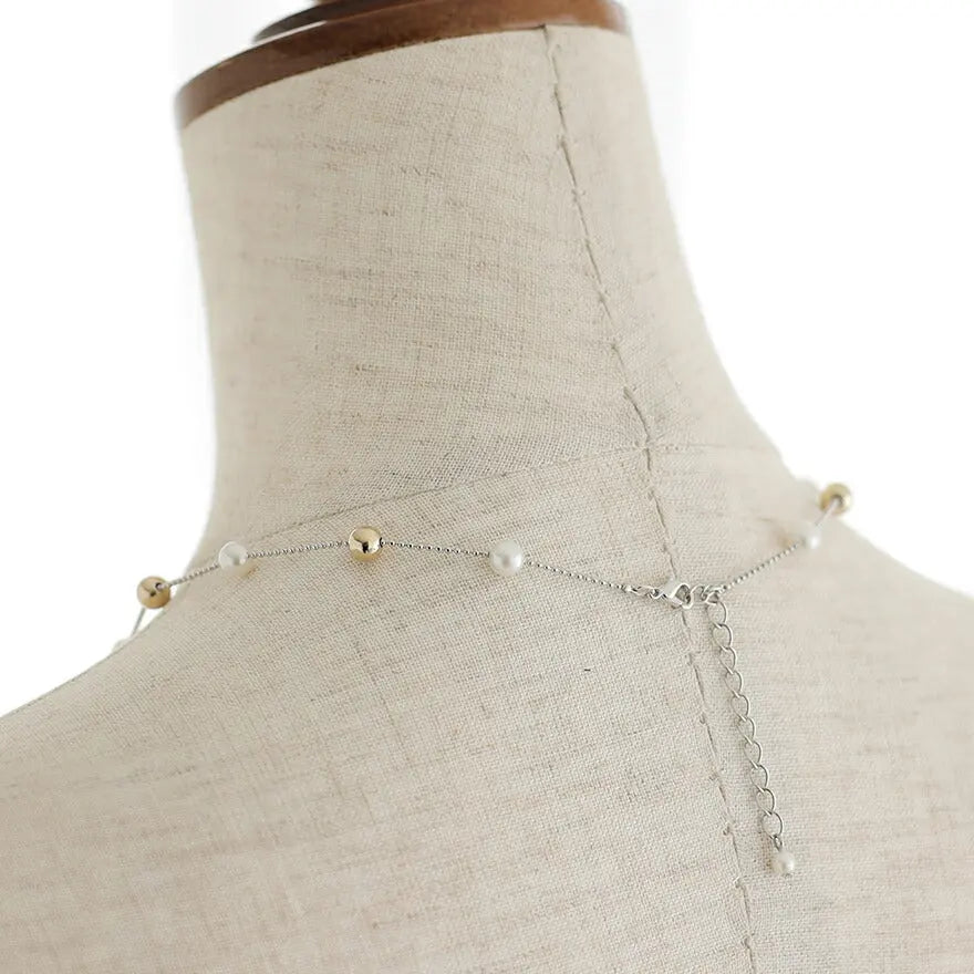 ネックレス結婚式パールアクセサリーパーティーステーションシンプルゴールドレディース50cmウェディングパールネックレス