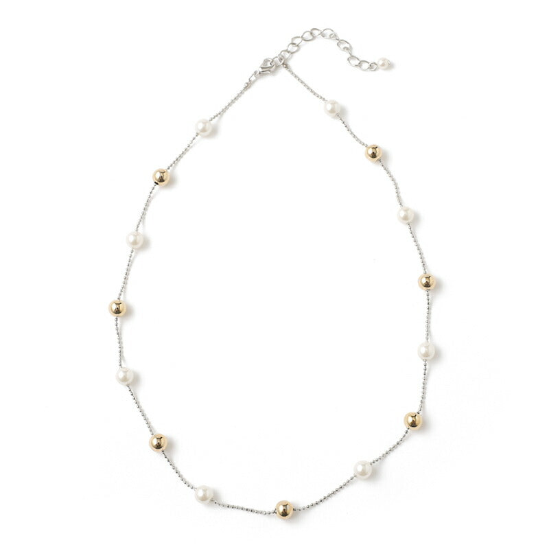 ネックレス結婚式パールアクセサリーパーティーステーションシンプルゴールドレディース50cmウェディングパールネックレス