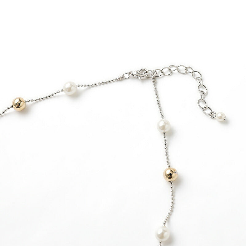 ネックレス結婚式パールアクセサリーパーティーステーションシンプルゴールドレディース50cmウェディングパールネックレス