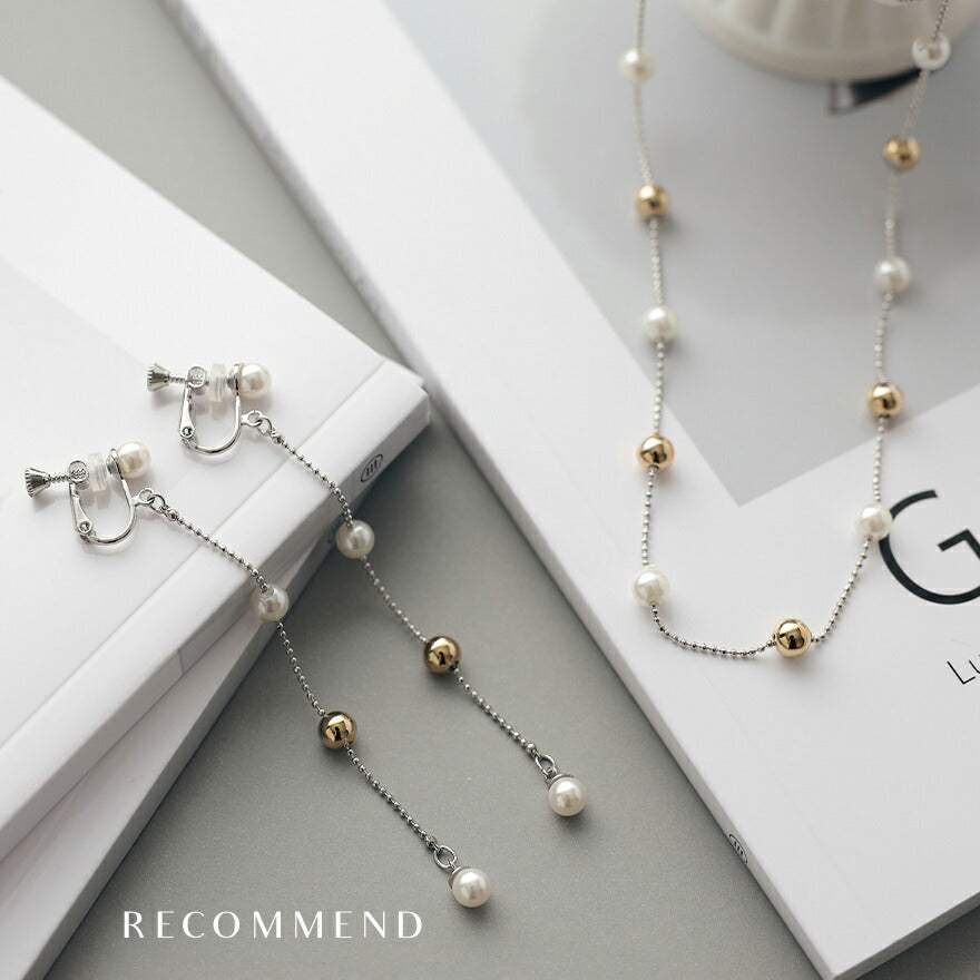 ネックレス結婚式パールアクセサリーパーティーステーションシンプルゴールドレディース50cmウェディングパールネックレス