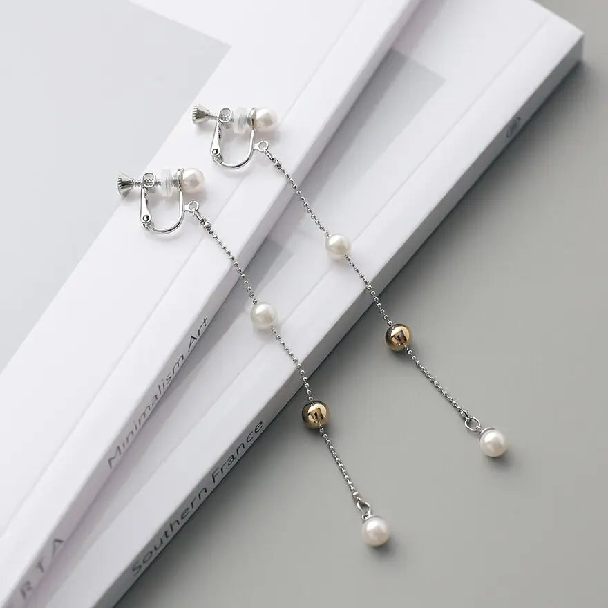 イヤリング結婚式パールアクセサリー揺れるステーションパーティーシンプルレディースウェディングパールイヤリング