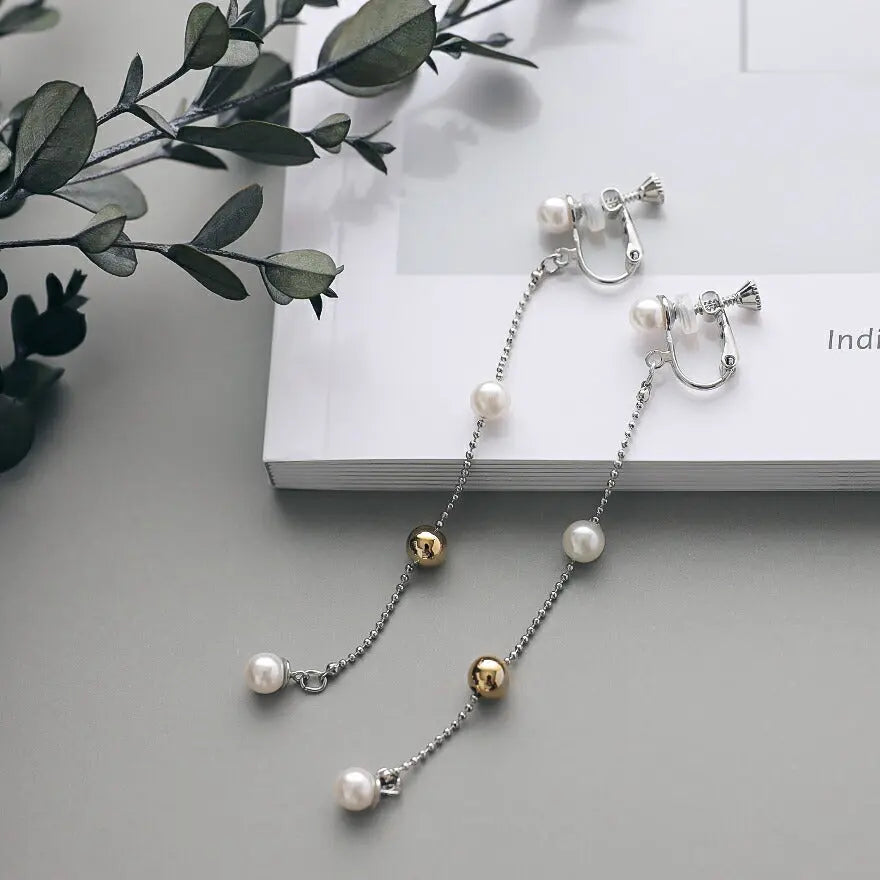 イヤリング結婚式パールアクセサリー揺れるステーションパーティーシンプルレディースウェディングパールイヤリング