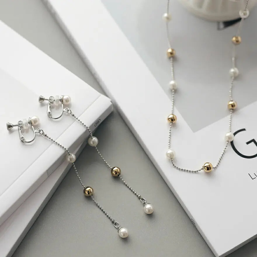 イヤリング結婚式パールアクセサリー揺れるステーションパーティーシンプルレディースウェディングパールイヤリング