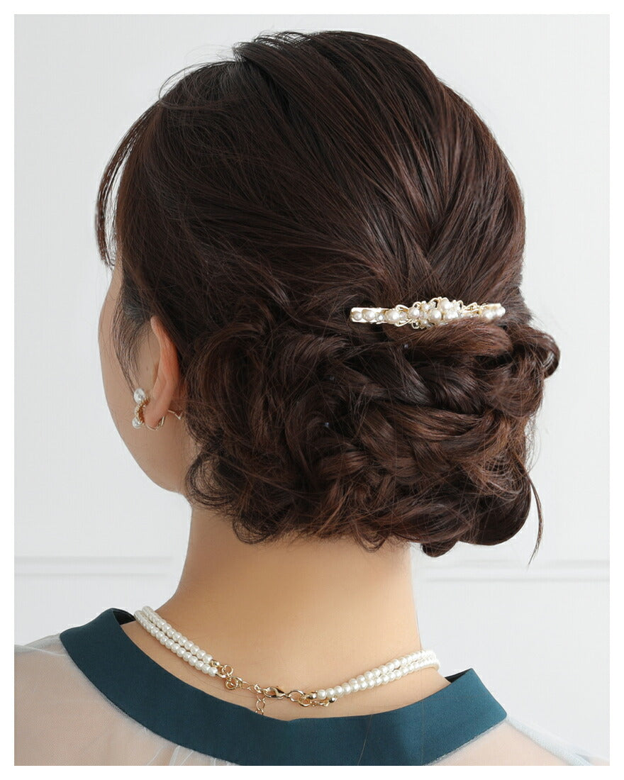ヘアアクセサリーパールヘアクリップ結婚式ウェディングアクセサリーヘアアクセサリーゲストヘアピンパーティーヘアアクセ浴衣着物和装花嫁髪飾りお呼ばれ二次会
