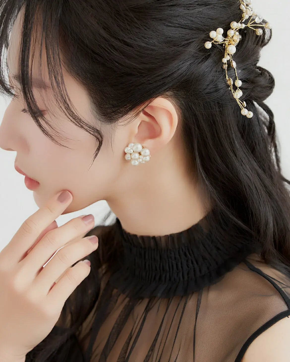 ヘアアクセサリー結婚式パールUピンアクセサリーヘアアクセサリーゲストパーティーヘアアクセゴールドお呼ばれ二次会