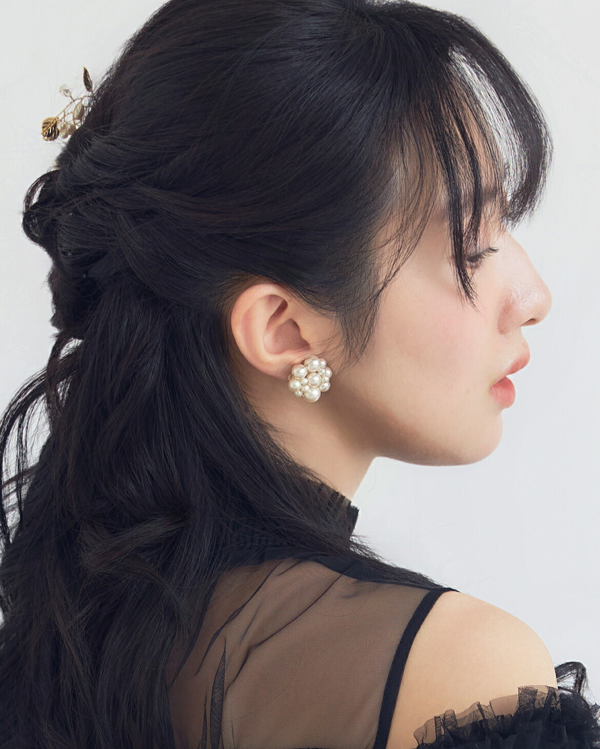 ヘアアクセサリー結婚式パールUピンアクセサリーヘアアクセサリーゲストパーティーヘアアクセゴールドお呼ばれ二次会