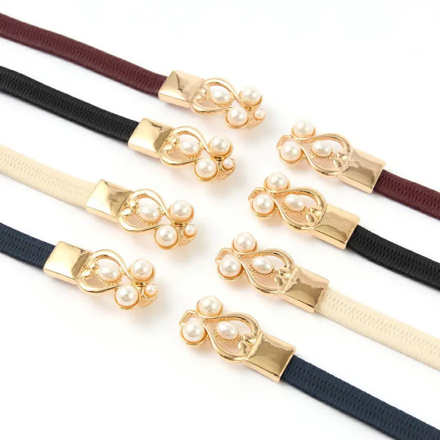 ベルト結婚式お呼ばれ細ベルトパーティードレスドレスワンピースレディースパールゴムパーティーパールベルトおしゃれウエストマークお宮参りお茶会観劇