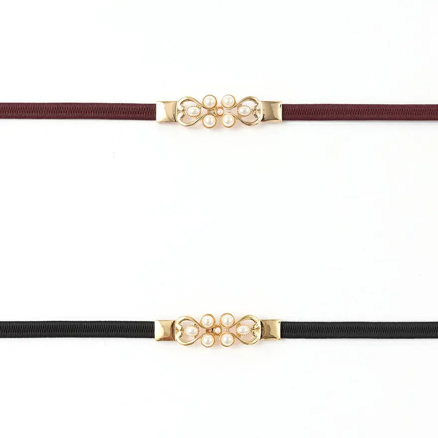 ベルト結婚式お呼ばれ細ベルトパーティードレスドレスワンピースレディースパールゴムパーティーパールベルトおしゃれウエストマークお宮参りお茶会観劇