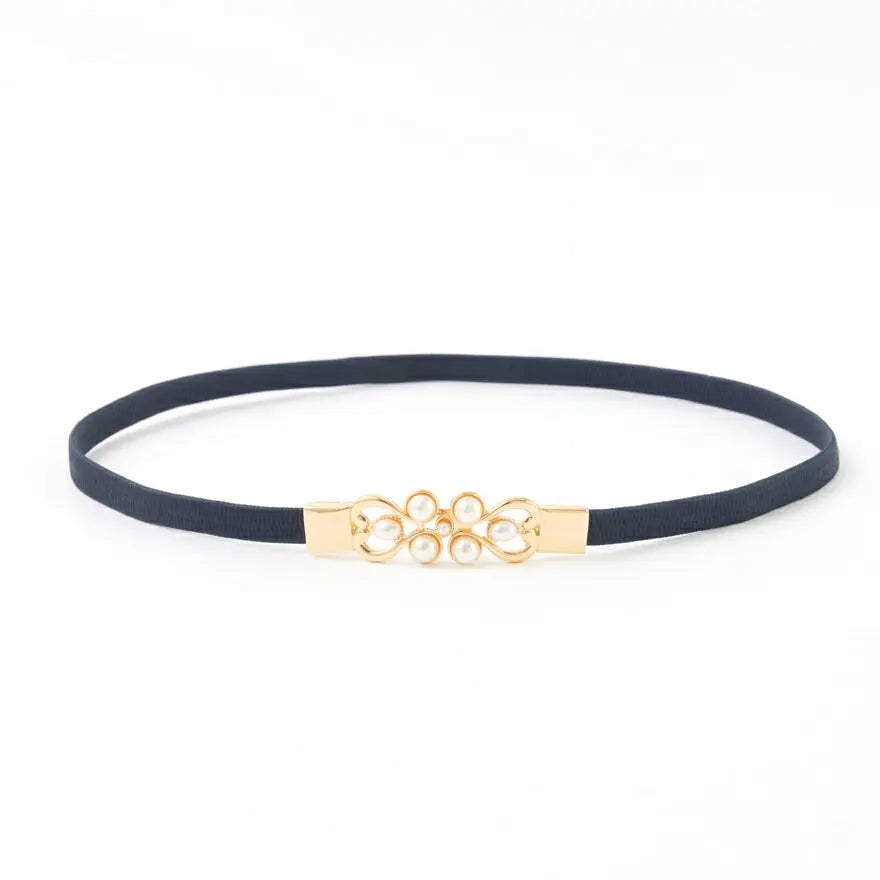 ベルト結婚式お呼ばれ細ベルトパーティードレスドレスワンピースレディースパールゴムパーティーパールベルトおしゃれウエストマークお宮参りお茶会観劇