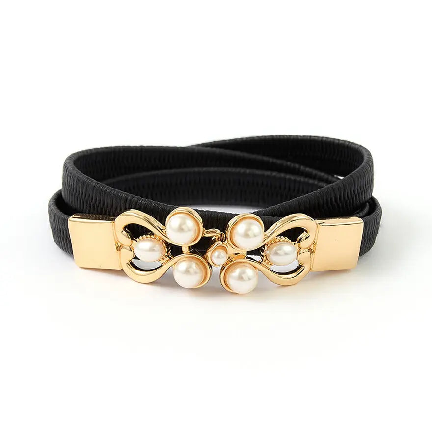 ベルト 結婚式 お呼ばれ 細ベルト パーティードレス ドレス ワンピース レディース パール ゴム パーティーパールベルト おしゃれ ウエストマーク お宮参り お茶会 観劇 パーティードレス通販TwinkleGIrls