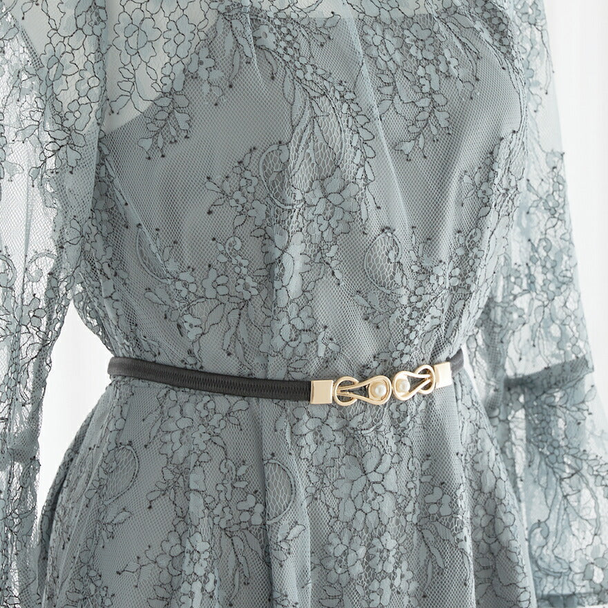 ベルト結婚式お呼ばれ細ベルトパーティードレスドレスワンピースレディースパール一粒パールゴムパーティーパールベルトおしゃれウエストマークお宮参りお茶会観劇