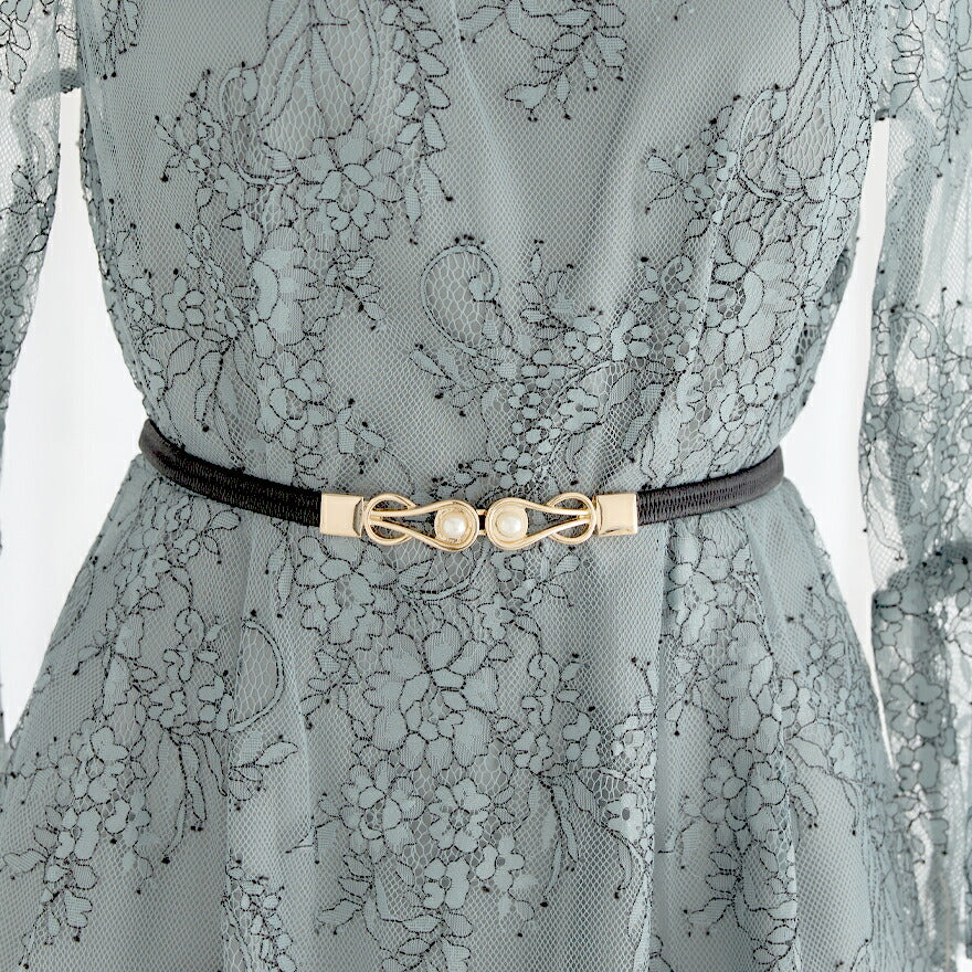 ベルト結婚式お呼ばれ細ベルトパーティードレスドレスワンピースレディースパール一粒パールゴムパーティーパールベルトおしゃれウエストマークお宮参りお茶会観劇