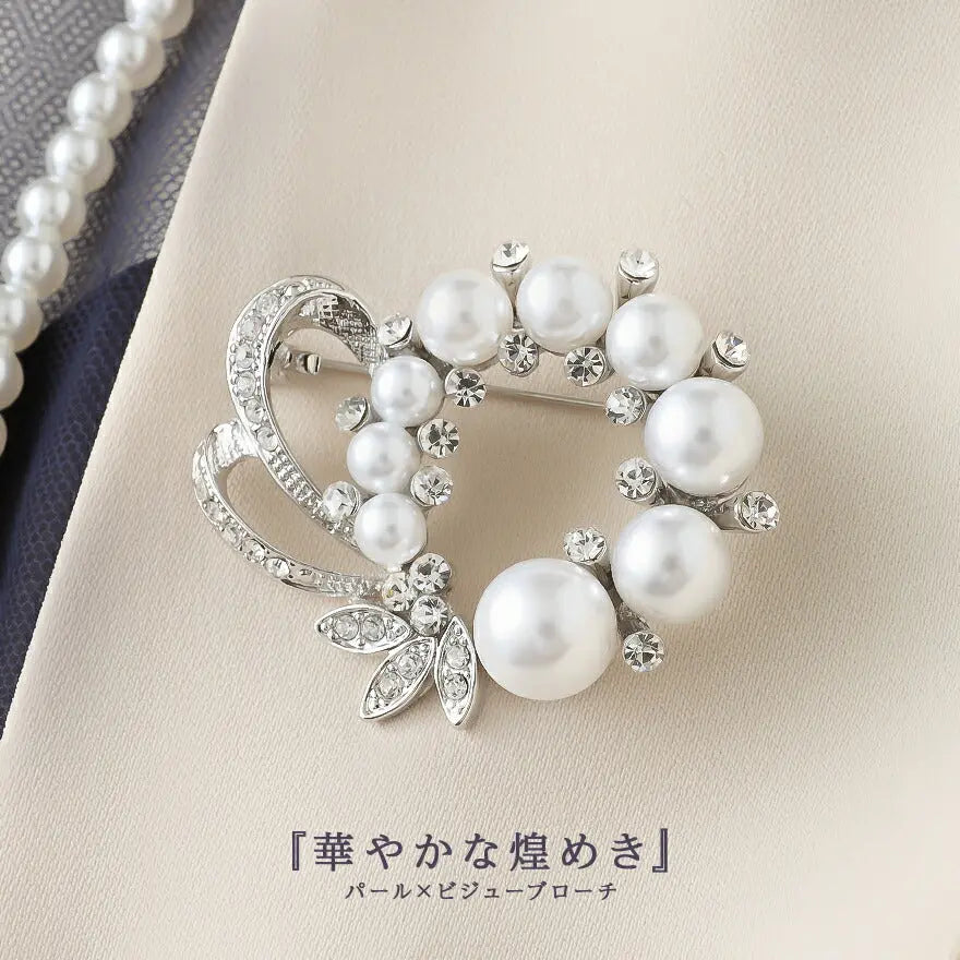 ブローチ パール セレモニー 結婚式 上品 入園式 卒園式 入学式 卒業式  パーティー 披露宴 シルバー シンプル パーティードレス通販TwinkleGIrls