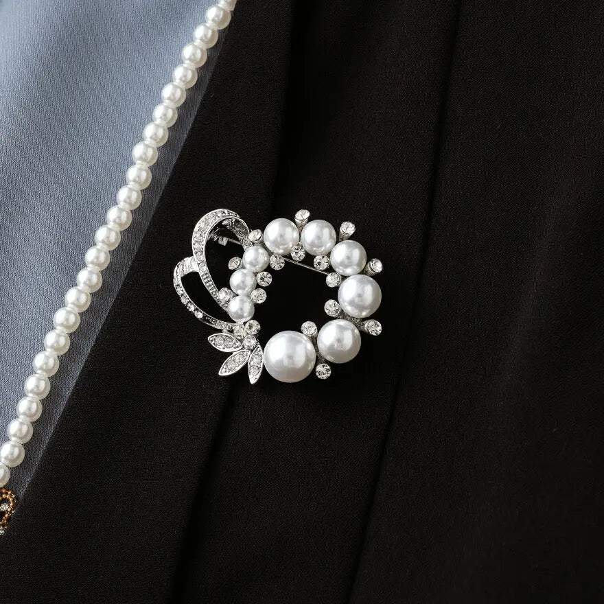 ブローチパールセレモニー結婚式上品入園式卒園式入学式卒業式パーティー披露宴シルバーシンプル