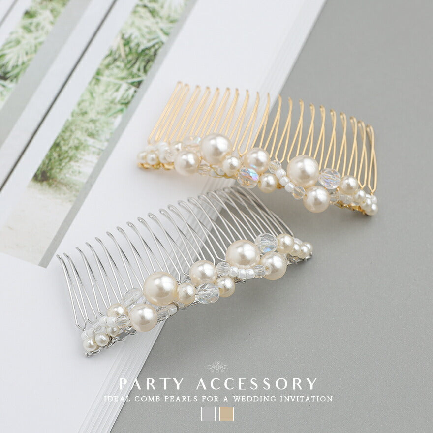 ヘアアクセサリー結婚式パールUピンアクセサリーヘアアクセサリーゲストパーティーヘアアクセゴールドお呼ばれ二次会