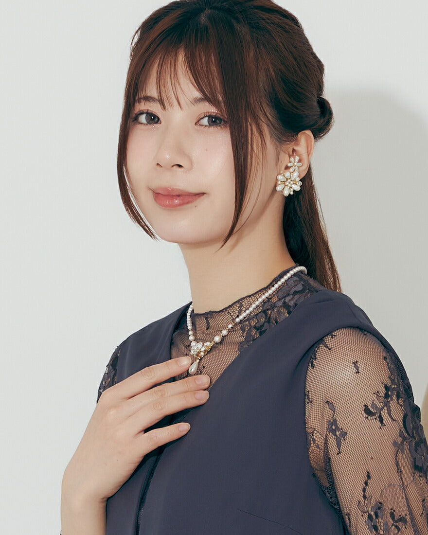 ネックレス結婚式パールアクセサリーパーティーゴージャスショートレディースチェーンウェディングシンプルボリュームパールネックレス