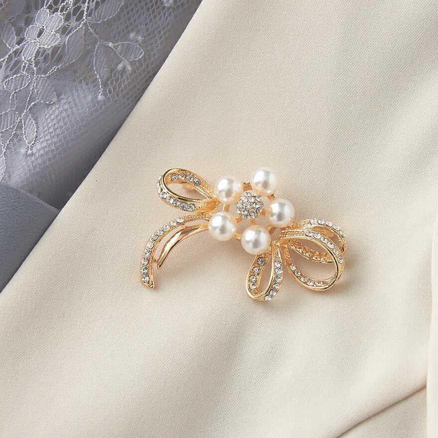 ブローチパールセレモニー結婚式上品入園式卒園式入学式卒業式パーティー披露宴ゴールドシンプル
