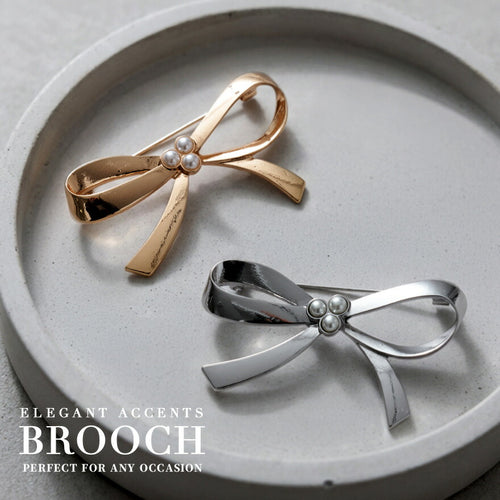 上品パールのリボンブローチ｜コサージュが苦手な方へ 卒業式 入学式 フォーマルスーツ 結婚式 お呼ばれ