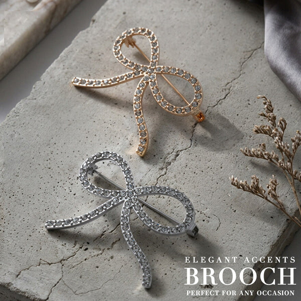 エレガントリボン ビジューブローチ｜フォーマル 卒業式 入学式 コサージュ代わり オケージョン