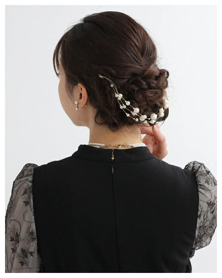 ヘアアクセサリー結婚式パールUピンアクセサリーヘアアクセサリーゲストパーティーヘアアクセゴールドお呼ばれ二次会