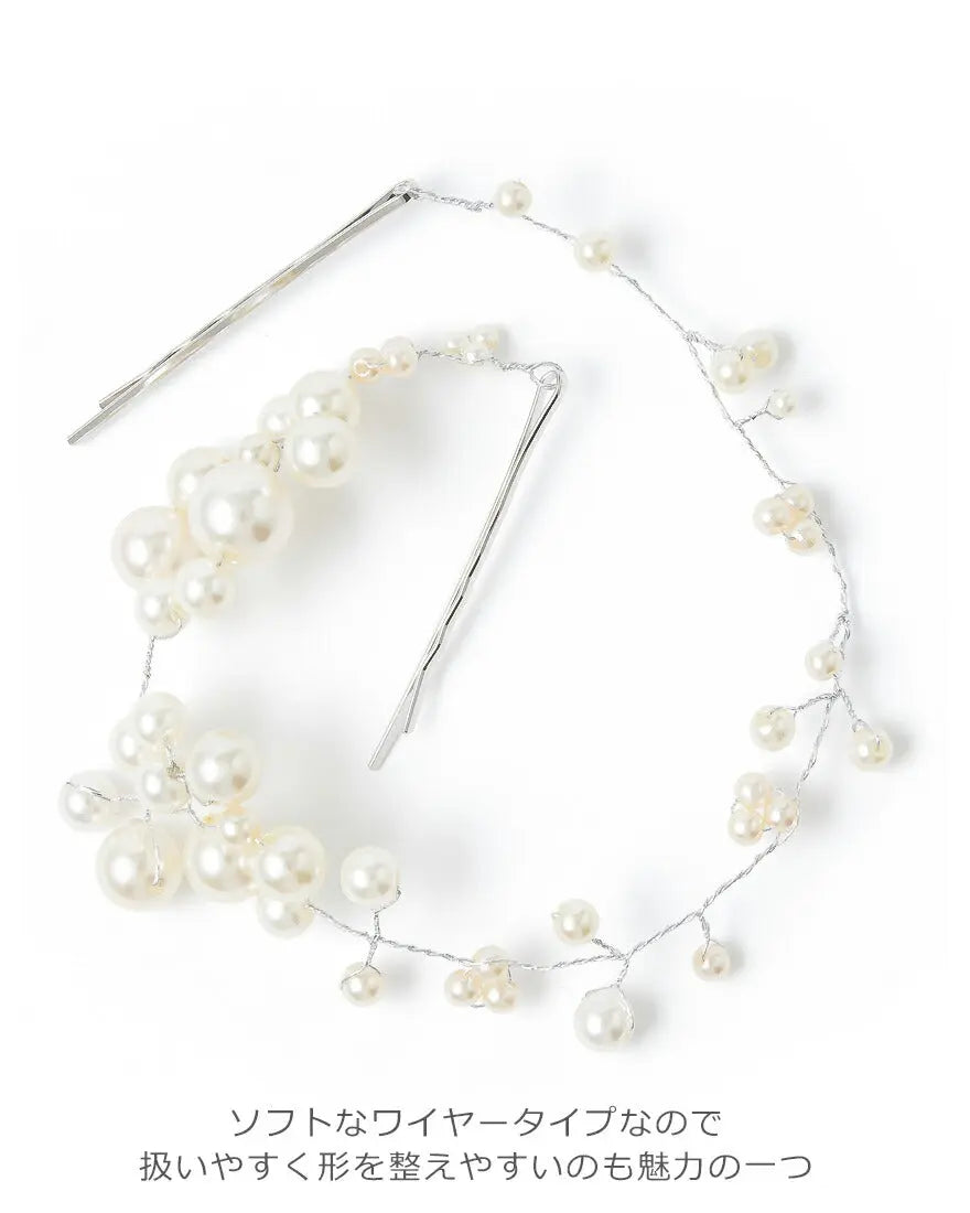 ヘアカフポニーフック結婚式ヘアアクセサリーパールヘアーカフウェディングヘアーアクセサリーお呼ばれゲストヘアピンパーティーヘアアクセ浴衣着物和装花嫁髪飾り二次会
