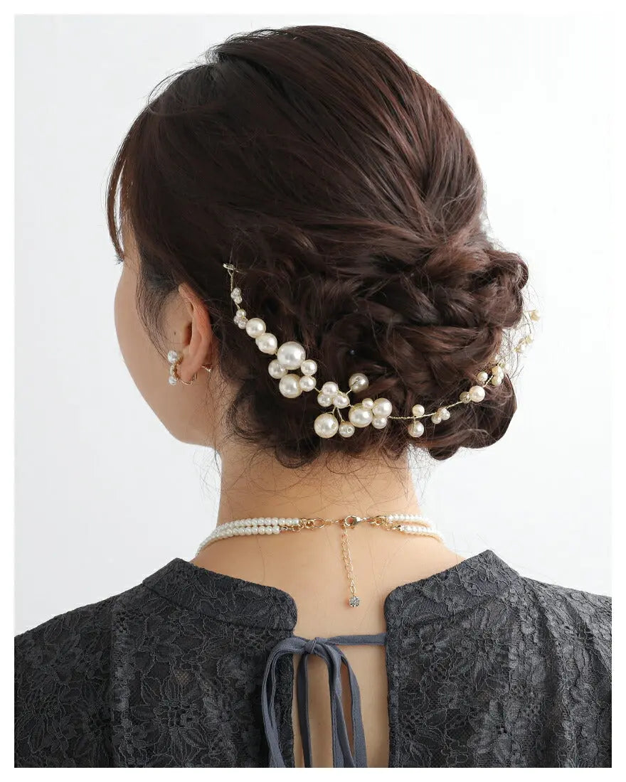 ヘアアクセサリー結婚式パールUピンアクセサリーヘアアクセサリーゲストパーティーヘアアクセゴールドお呼ばれ二次会