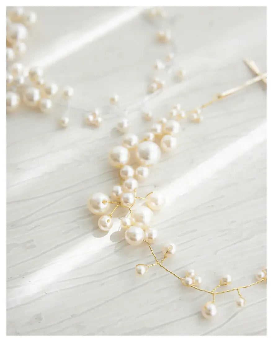 ヘアアクセサリー結婚式パールUピンアクセサリーヘアアクセサリーゲストパーティーヘアアクセゴールドお呼ばれ二次会