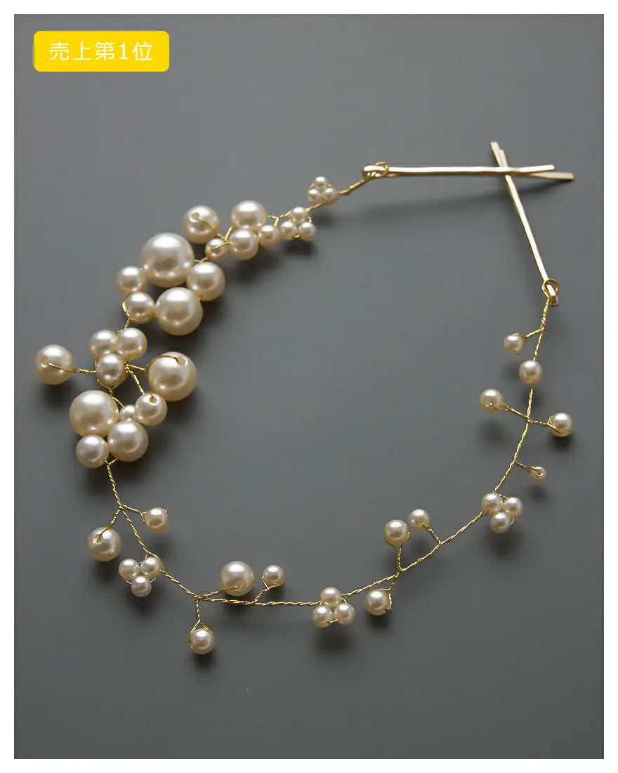 ヘアカフポニーフック結婚式ヘアアクセサリーパールヘアーカフウェディングヘアーアクセサリーお呼ばれゲストヘアピンパーティーヘアアクセ浴衣着物和装花嫁髪飾り二次会