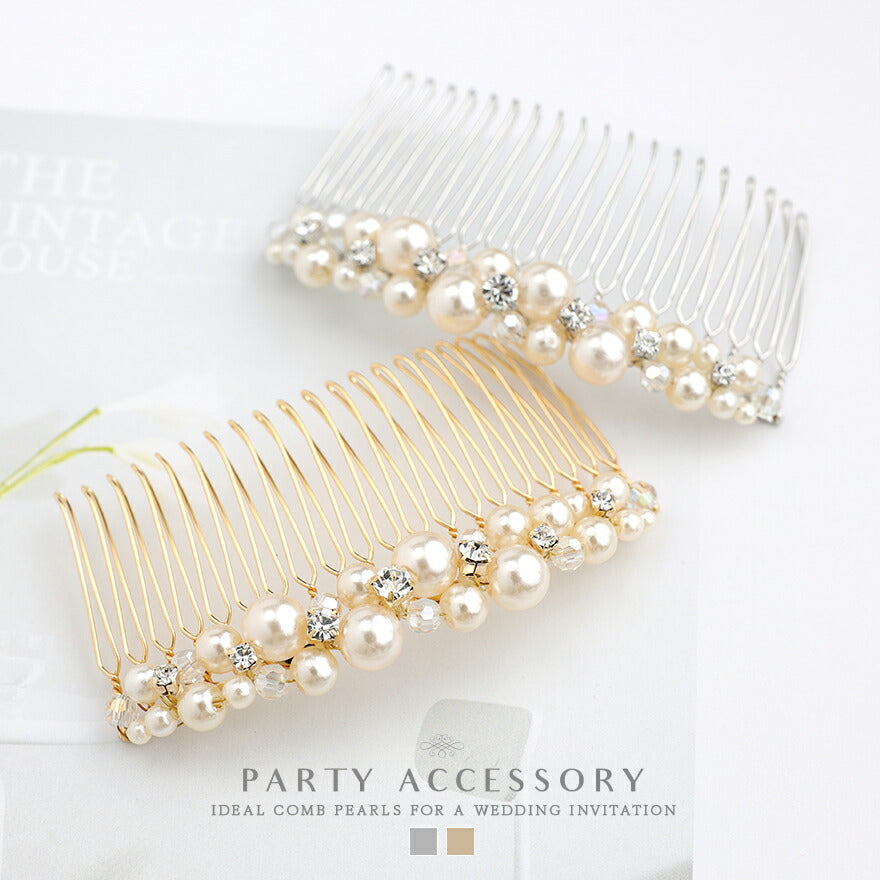 ヘアアクセサリー結婚式パールUピンアクセサリーヘアアクセサリーゲストパーティーヘアアクセゴールドお呼ばれ二次会