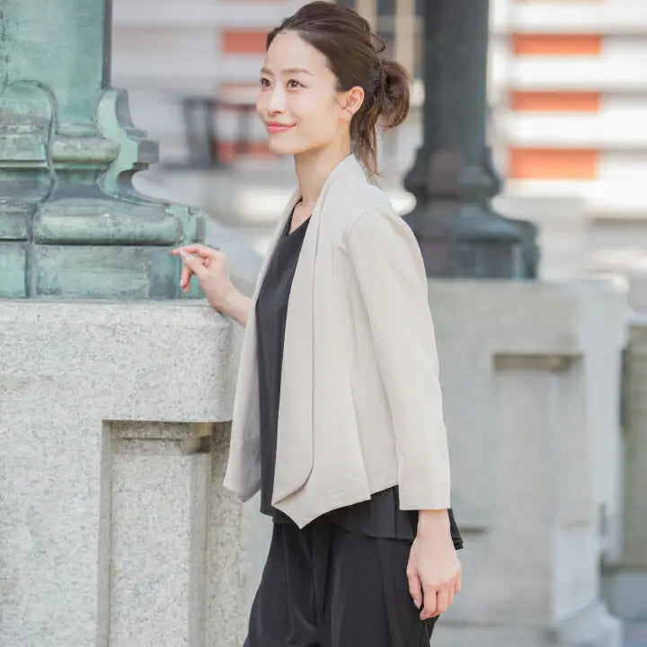 7分袖ジャケット風ボレロ★【パーティーボレロ,パーティボレロ,ボレロ,結婚式ボレロ,結婚式,お呼ばれ,服装,2次会,二次会,通販,bolero,パーティドレス,ボレロ,大きいサイズ,ウエディング,フォーマル,冷房対策,発表会,披露宴,7分袖】