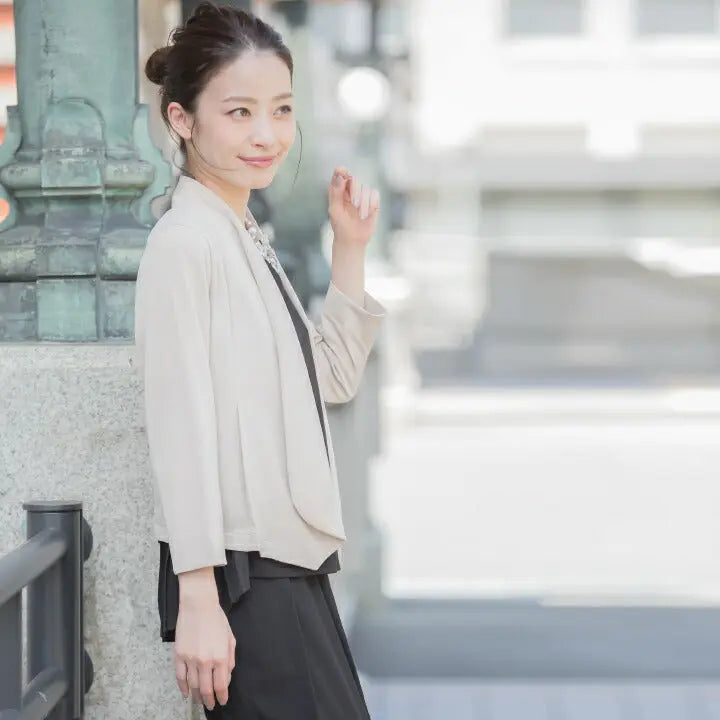 7分袖ジャケット風ボレロ★【パーティーボレロ,パーティボレロ,ボレロ,結婚式ボレロ,結婚式,お呼ばれ,服装,2次会,二次会,通販,bolero,パーティドレス,ボレロ,大きいサイズ,ウエディング,フォーマル,冷房対策,発表会,披露宴,7分袖】