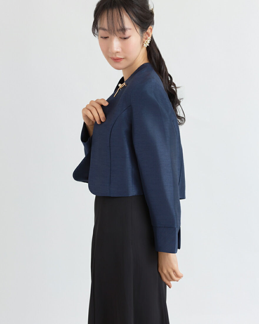 ジャケットボレロ結婚式フォーマルセレモニーパーティーレディース秋冬ノーカラーストレッチ