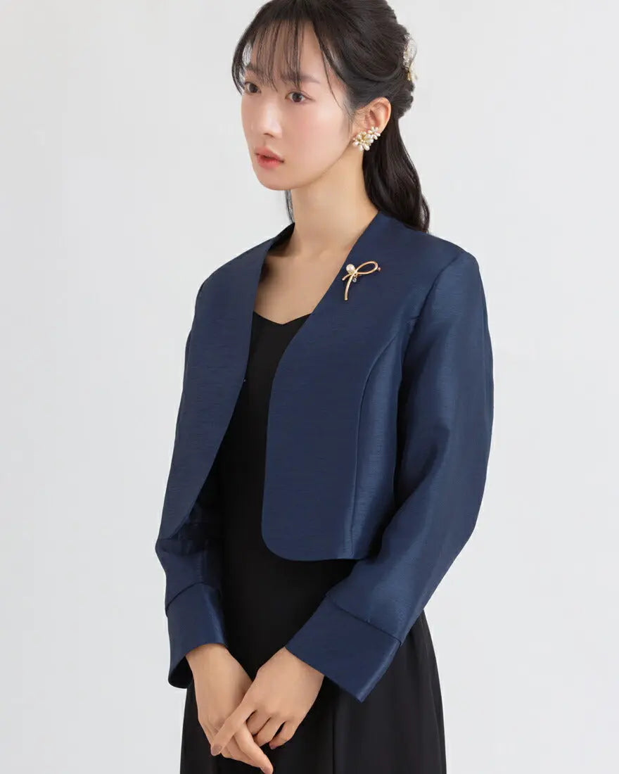 ジャケット 結婚式 ボレロ フォーマル 羽織 お呼ばれ  ノーカラー セレモニー シャンタン 入園式 ママ 卒園式 入学式 卒業式 パーティー レディース 袖スリット パーティードレス通販TwinkleGIrls