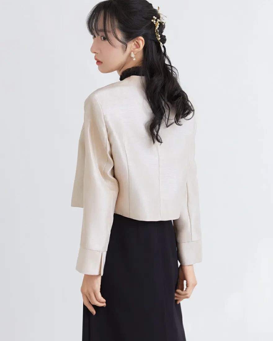 結婚式ボレロパーティーフォーマルジャケットレディース秋冬7分袖カットソーパーティ