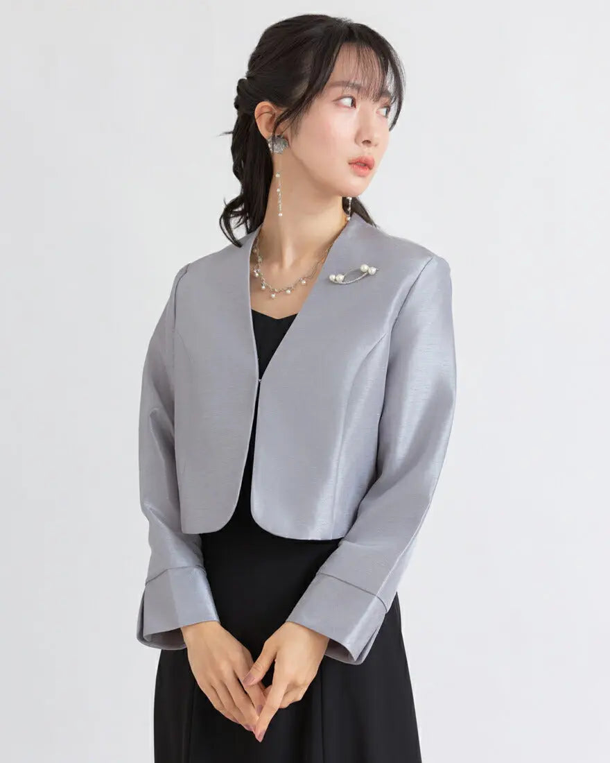 VIYELLA Vネックジャケット　グレー　新品未使用タグ付き ノーカラージャケット Vネック 入園式 入学式 卒園式 卒業式