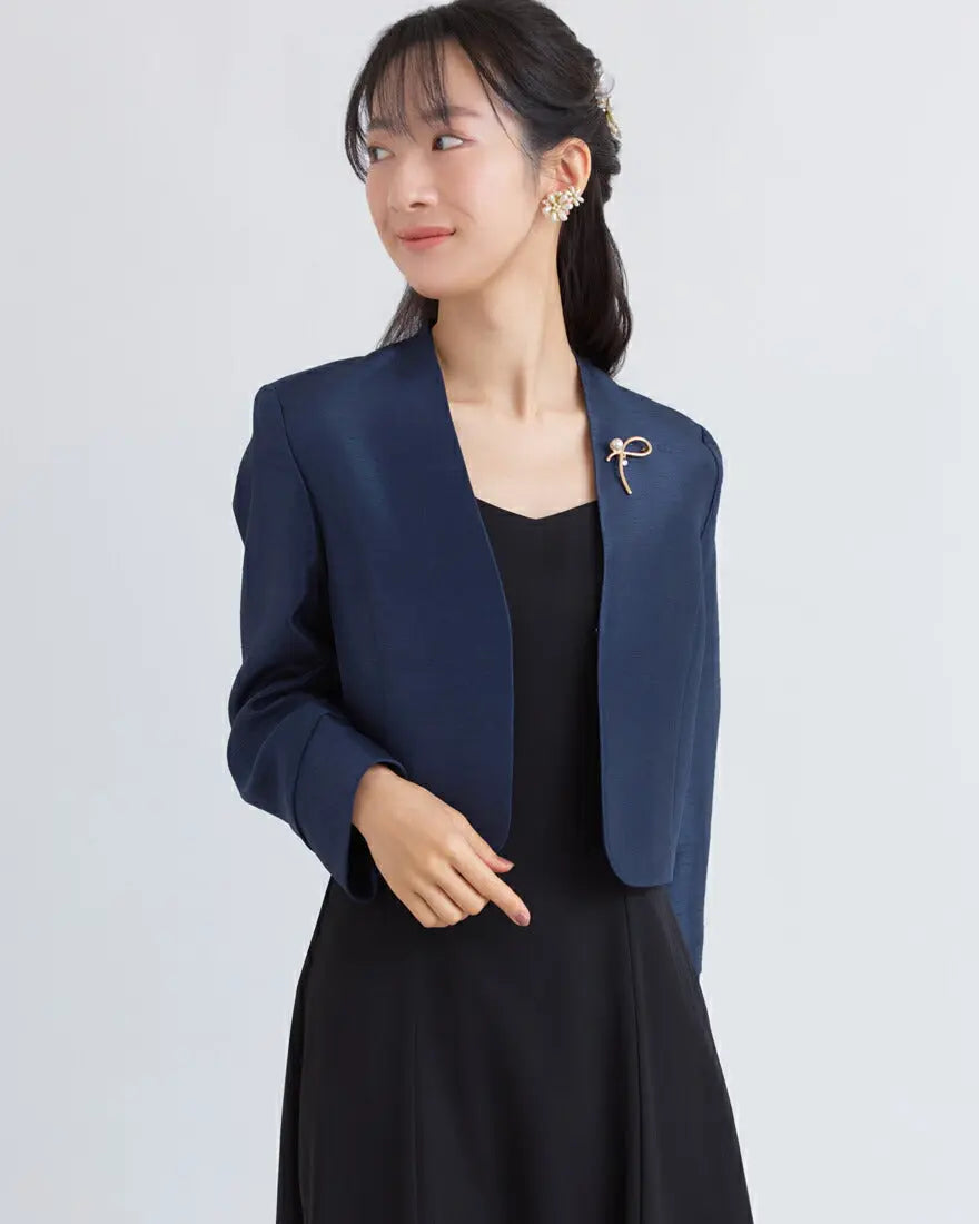 結婚式ボレロパーティーフォーマルジャケットレディース秋冬7分袖カットソーパーティ