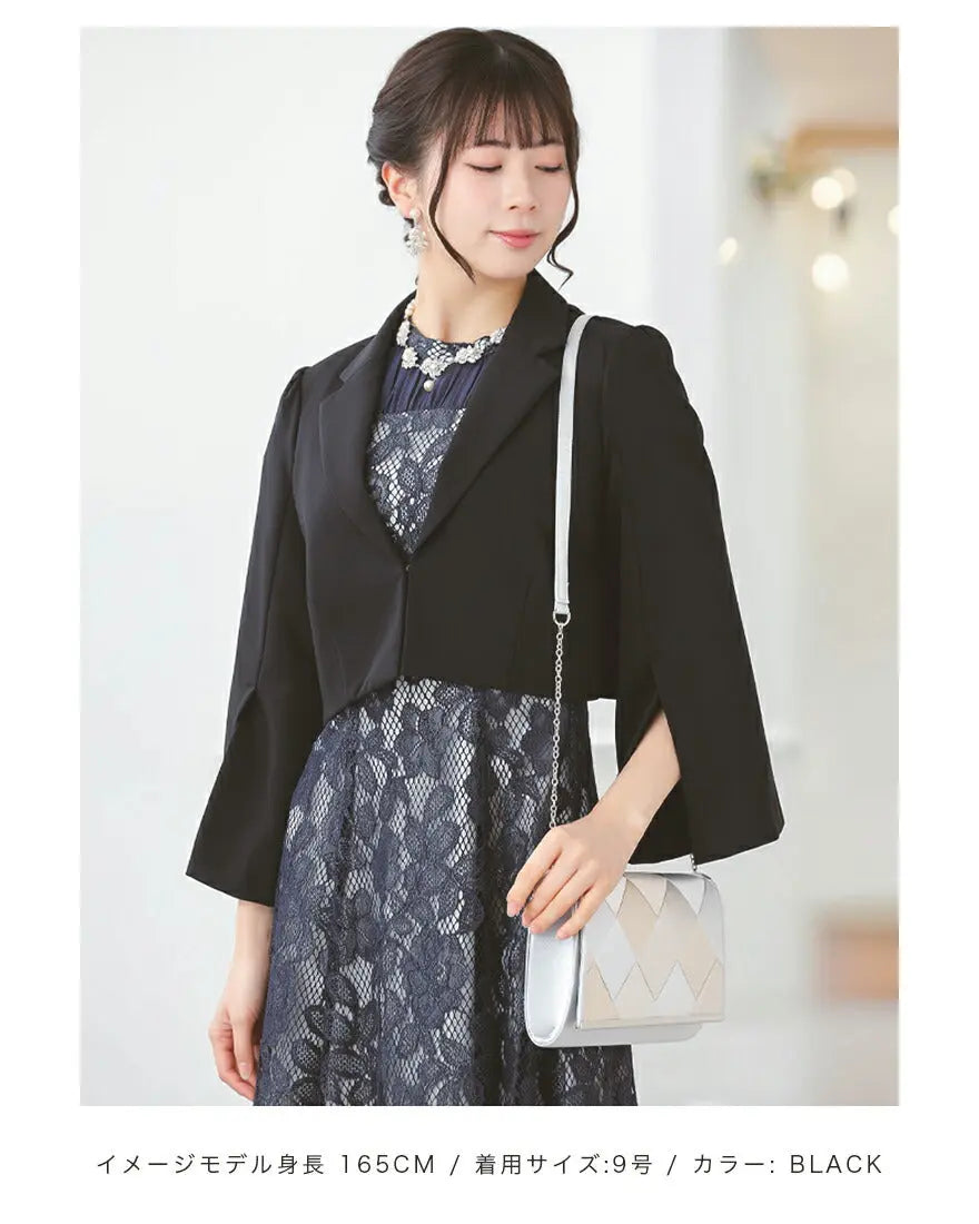 結婚式ボレロパーティーフォーマルジャケットレディース秋冬7分袖カットソーパーティ