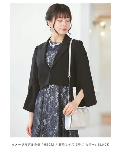 結婚式ボレロパーティーフォーマルジャケットレディース秋冬7分袖カットソーパーティ