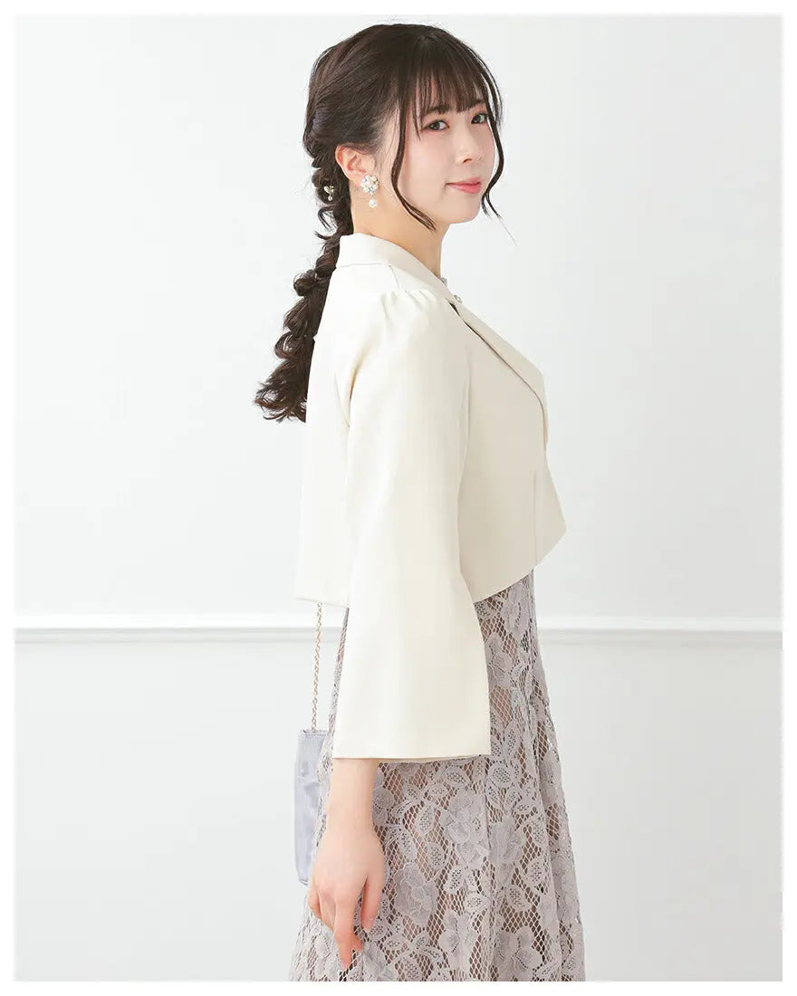 結婚式ボレロパーティーフォーマルジャケットレディース秋冬7分袖カットソーパーティ