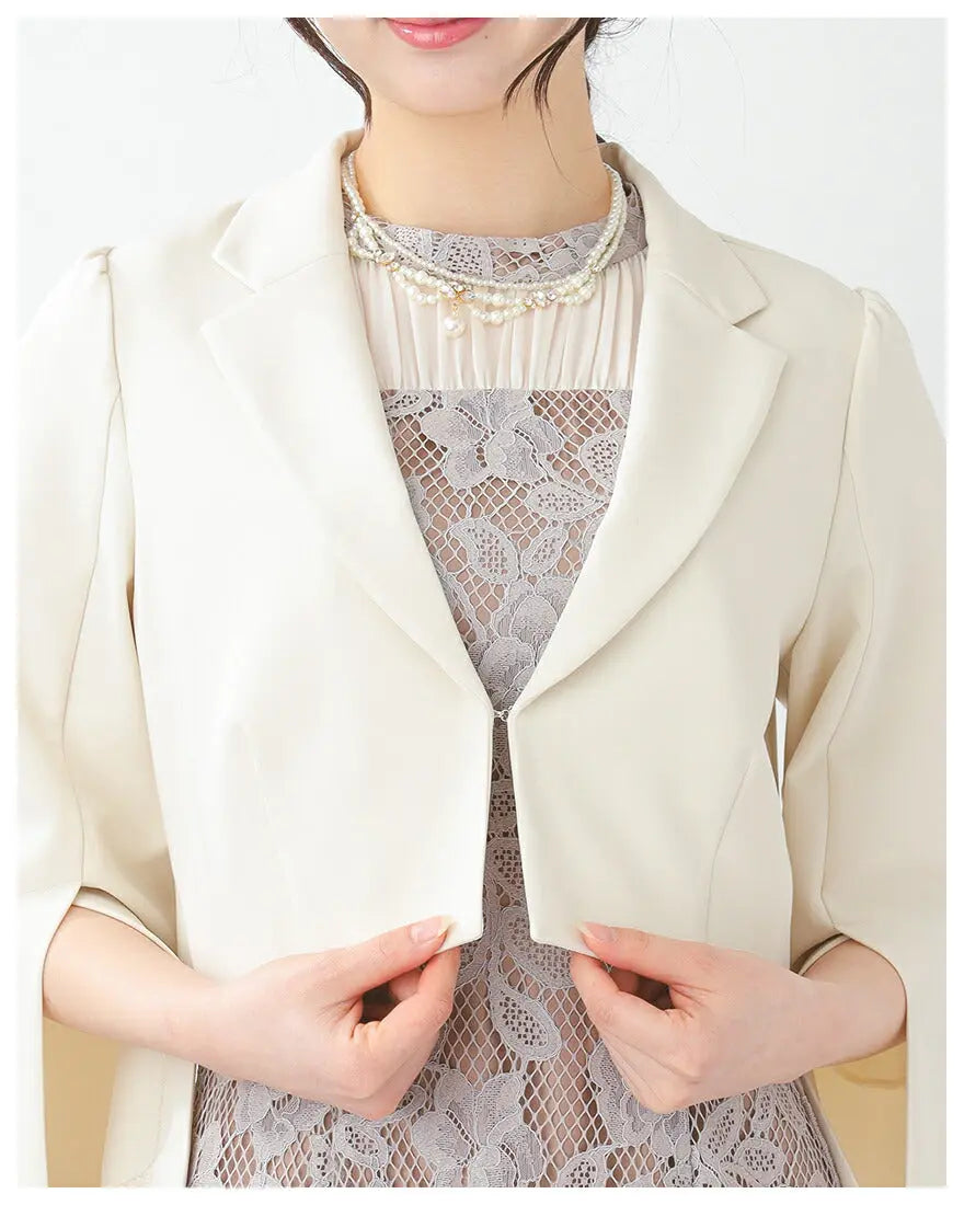 結婚式ボレロパーティーフォーマルジャケットレディース秋冬7分袖カットソーパーティ