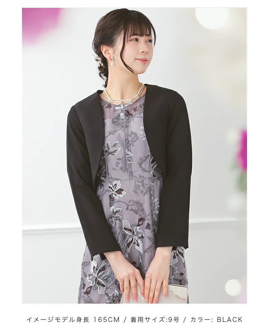 結婚式ボレロパーティーフォーマルジャケットレディース秋冬7分袖カットソーパーティ