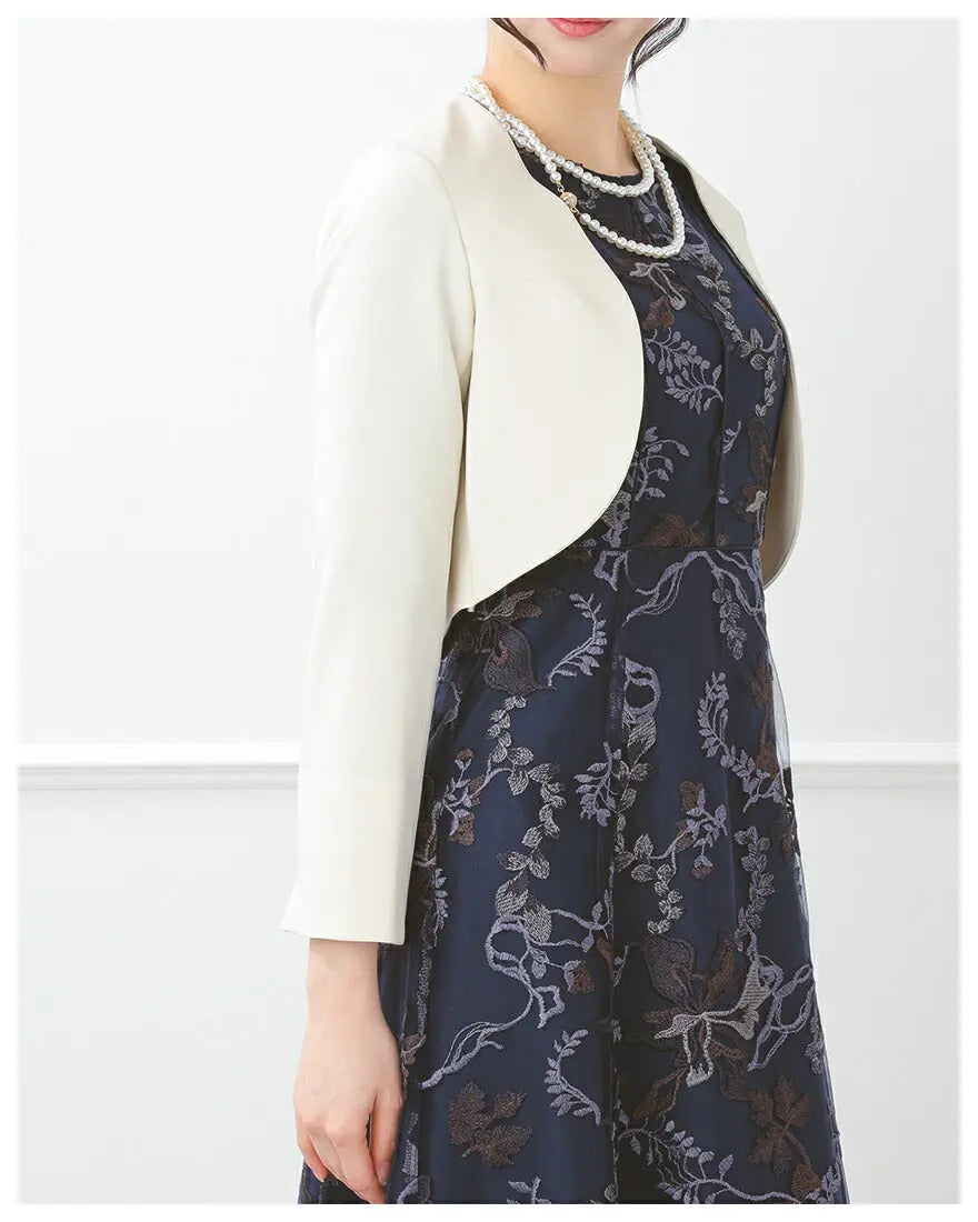 ジャケットボレロ結婚式フォーマルセレモニーパーティーレディース秋冬ノーカラーストレッチ