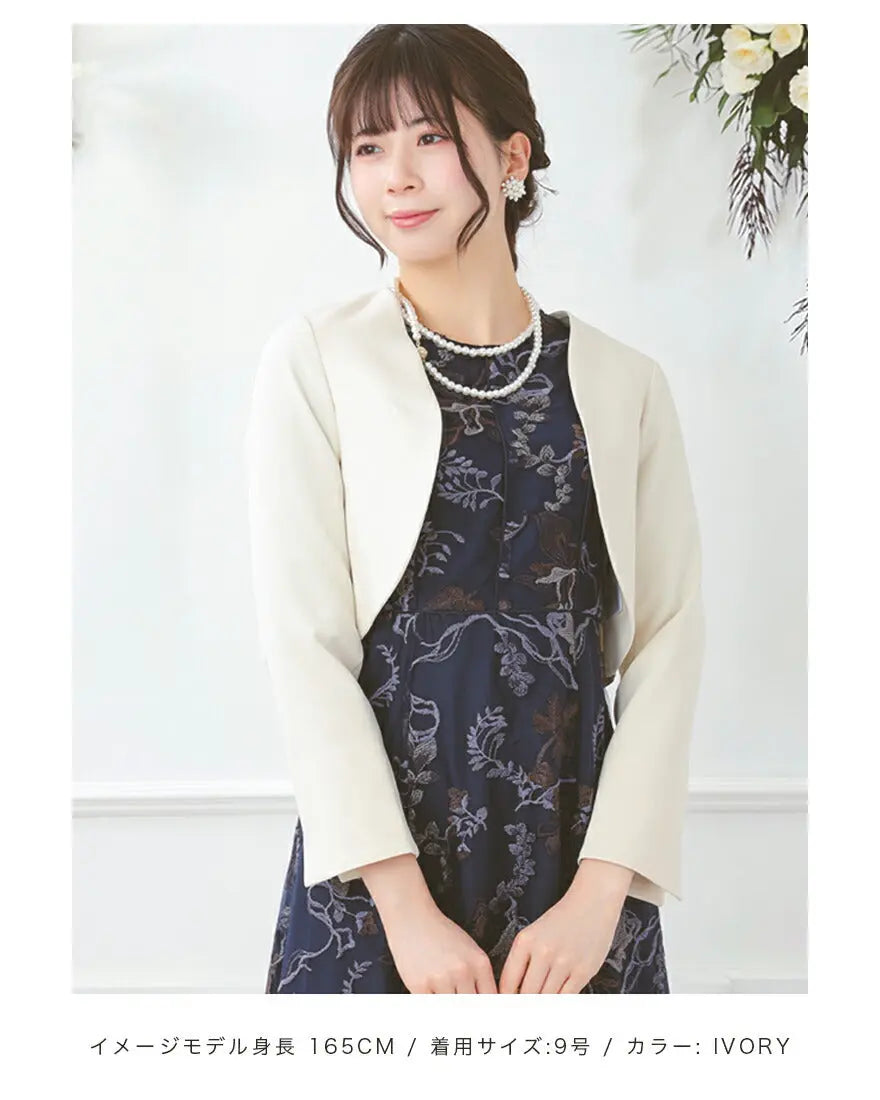 結婚式ボレロパーティーフォーマルジャケットレディース秋冬7分袖カットソーパーティ