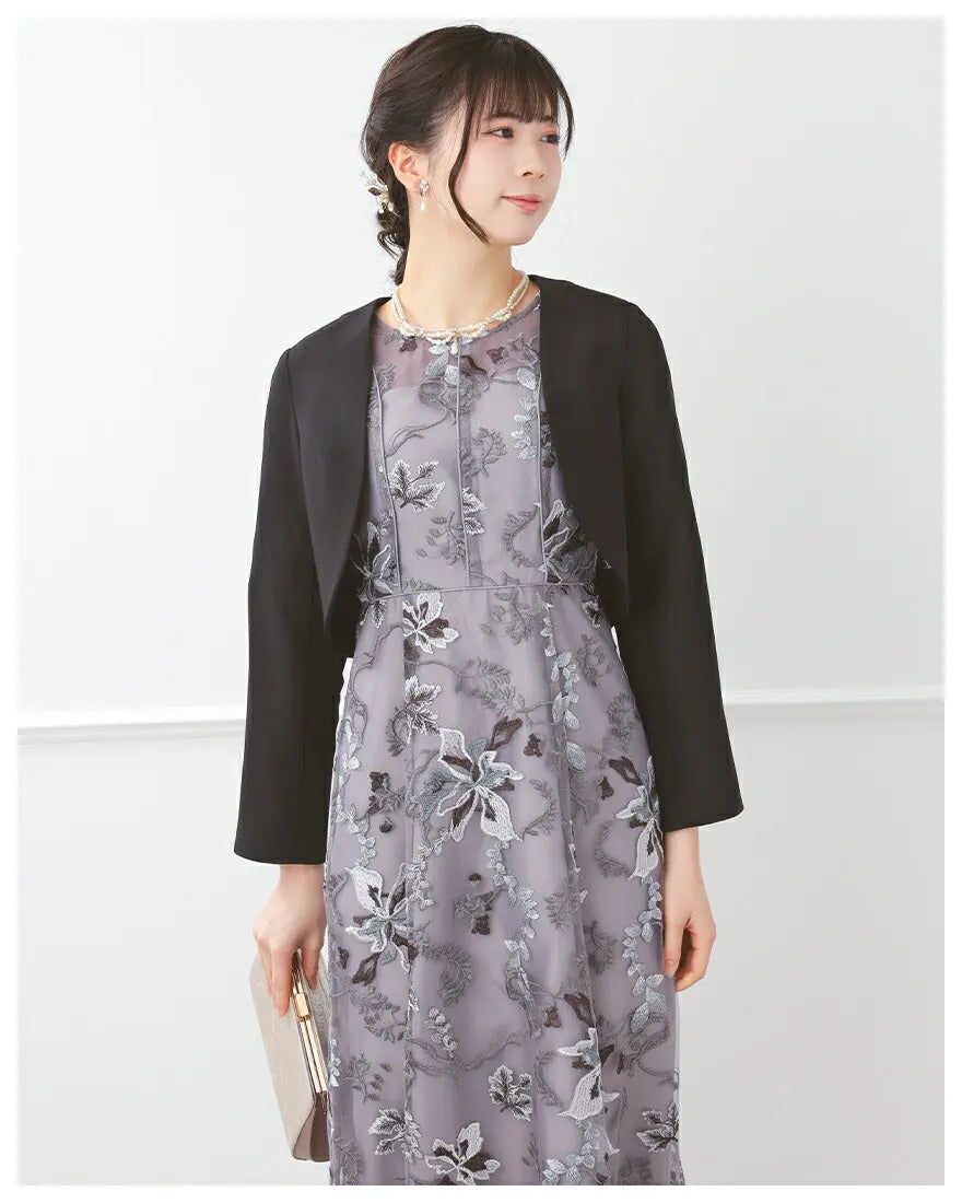 結婚式ボレロパーティーフォーマルジャケットレディース秋冬7分袖カットソーパーティ