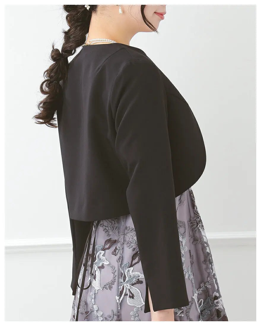 結婚式ボレロパーティーフォーマルジャケットレディース秋冬7分袖カットソーパーティ