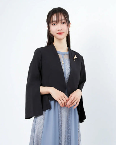 結婚式ボレロパーティーフォーマルジャケットレディース秋冬7分袖カットソーパーティ