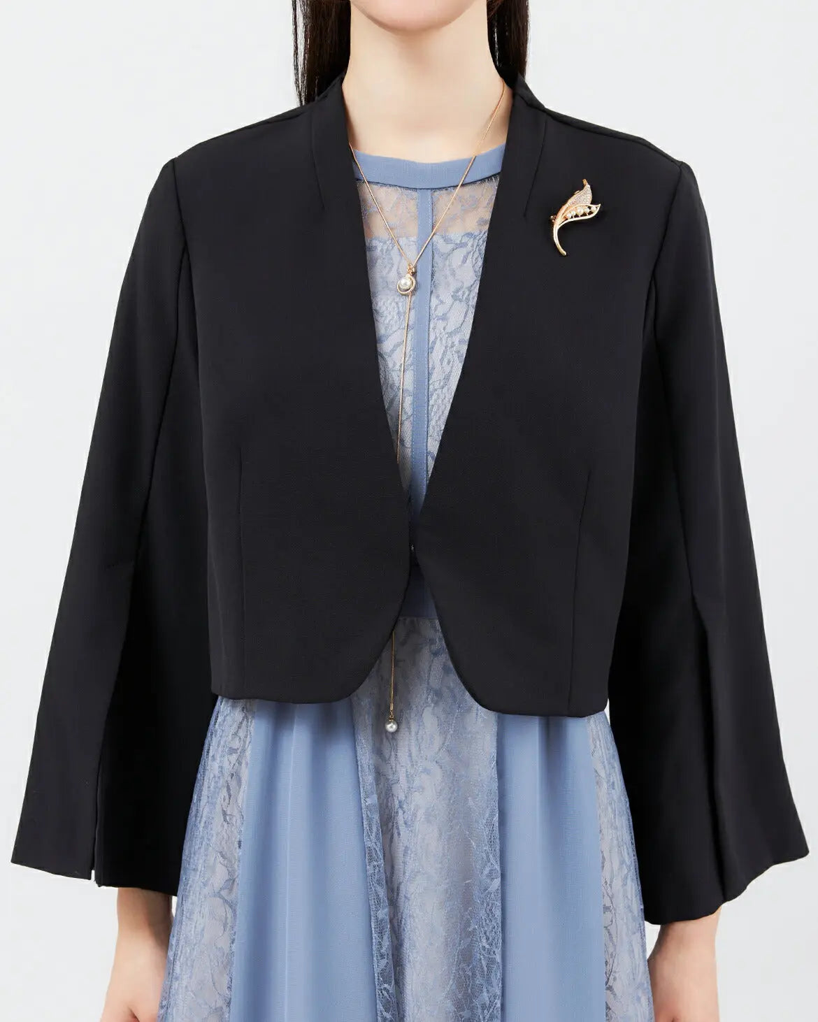 結婚式ボレロパーティーフォーマルジャケットレディース秋冬7分袖カットソーパーティ